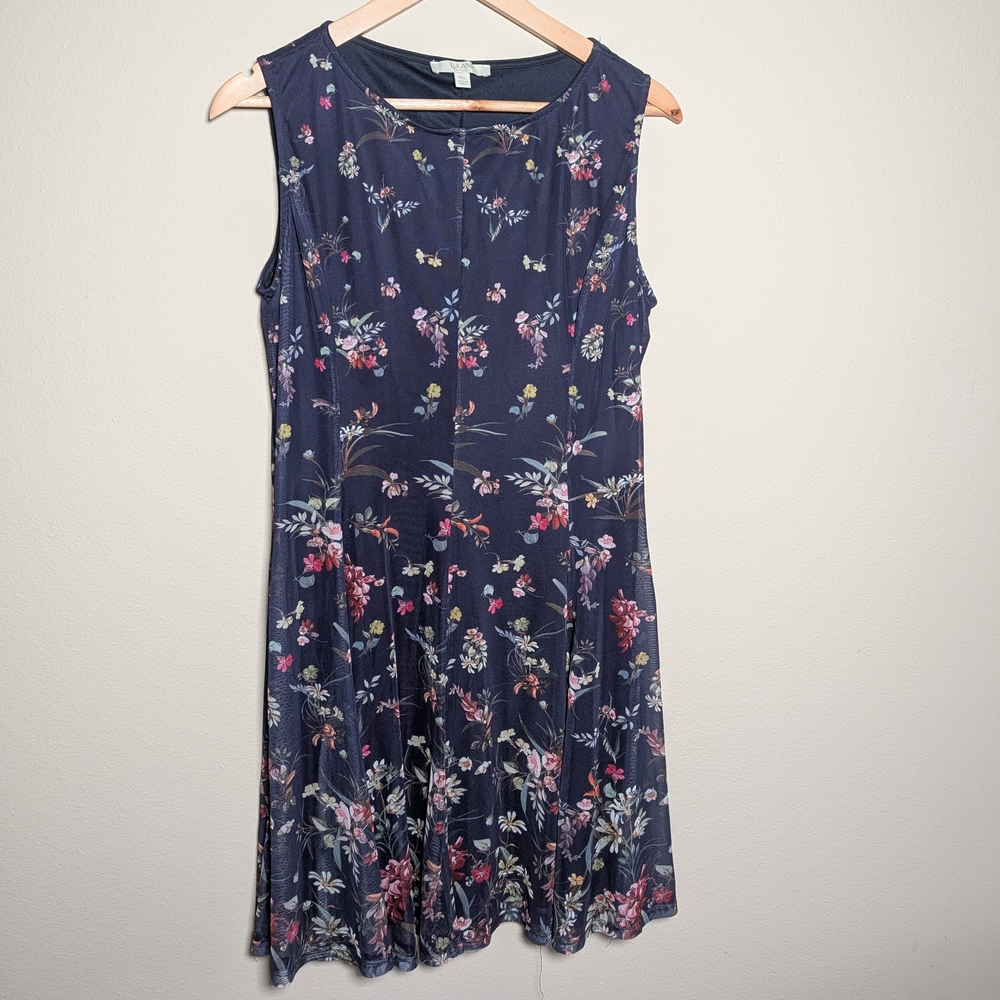 HAANI Petite Sleeveless Floral‎ Midi Dress Fully Lined P/XL